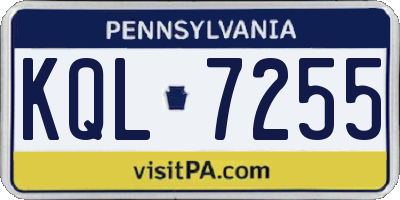 PA license plate KQL7255