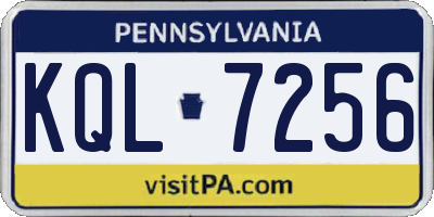 PA license plate KQL7256