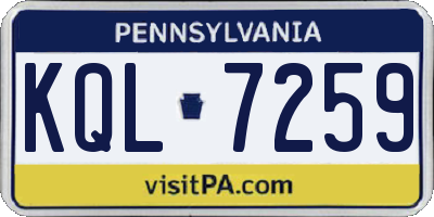 PA license plate KQL7259
