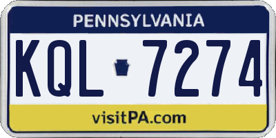 PA license plate KQL7274
