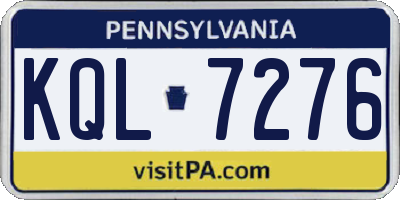 PA license plate KQL7276