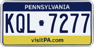 PA license plate KQL7277