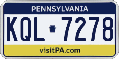 PA license plate KQL7278
