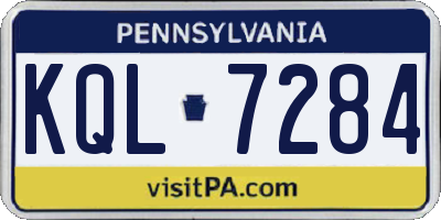 PA license plate KQL7284