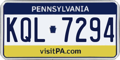 PA license plate KQL7294
