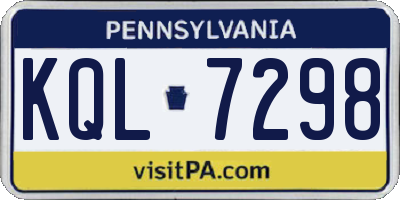 PA license plate KQL7298