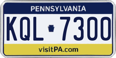 PA license plate KQL7300