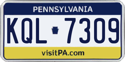 PA license plate KQL7309