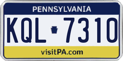 PA license plate KQL7310