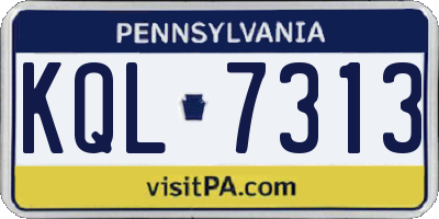 PA license plate KQL7313
