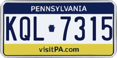 PA license plate KQL7315
