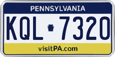 PA license plate KQL7320