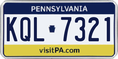 PA license plate KQL7321