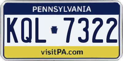 PA license plate KQL7322