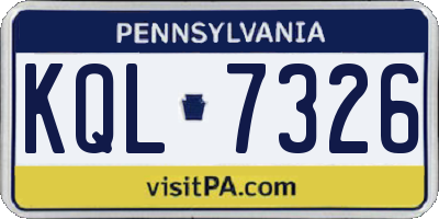 PA license plate KQL7326