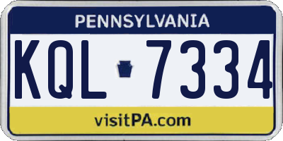 PA license plate KQL7334
