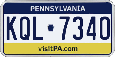 PA license plate KQL7340