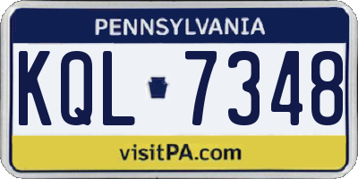 PA license plate KQL7348