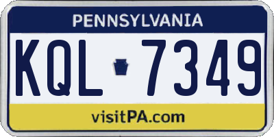 PA license plate KQL7349