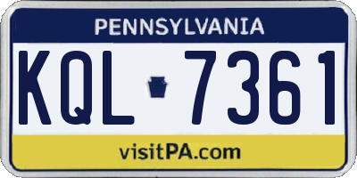 PA license plate KQL7361