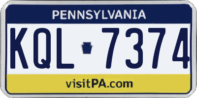 PA license plate KQL7374