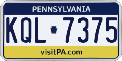 PA license plate KQL7375