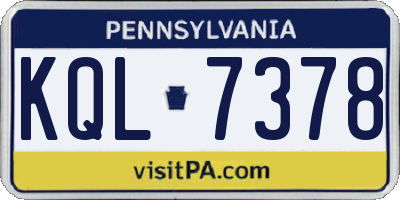 PA license plate KQL7378