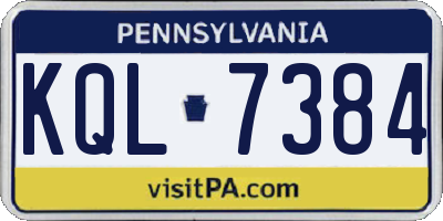 PA license plate KQL7384