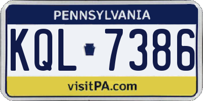 PA license plate KQL7386