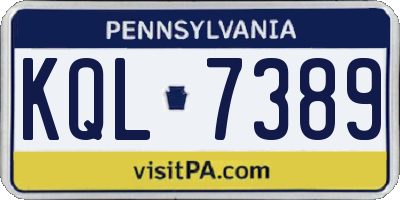 PA license plate KQL7389