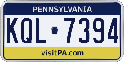 PA license plate KQL7394