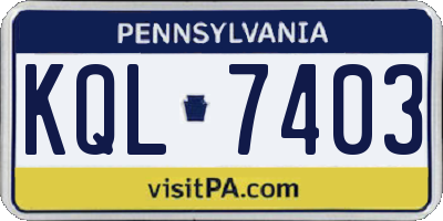 PA license plate KQL7403