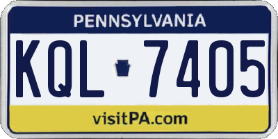 PA license plate KQL7405