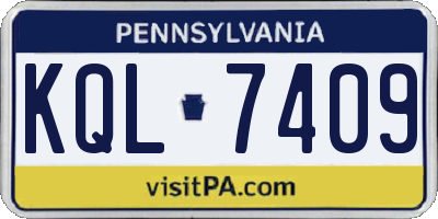 PA license plate KQL7409