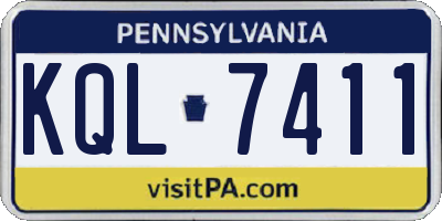 PA license plate KQL7411