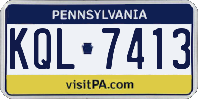 PA license plate KQL7413