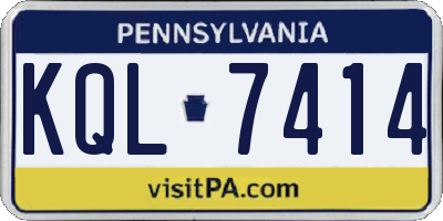 PA license plate KQL7414