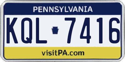 PA license plate KQL7416