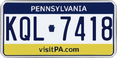 PA license plate KQL7418