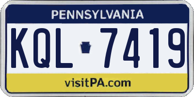 PA license plate KQL7419