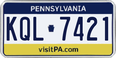 PA license plate KQL7421