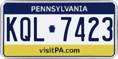 PA license plate KQL7423