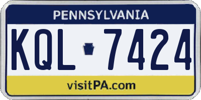 PA license plate KQL7424