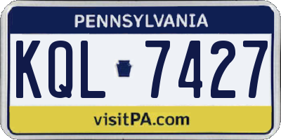 PA license plate KQL7427