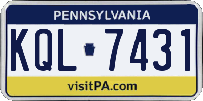 PA license plate KQL7431