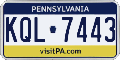 PA license plate KQL7443