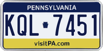 PA license plate KQL7451