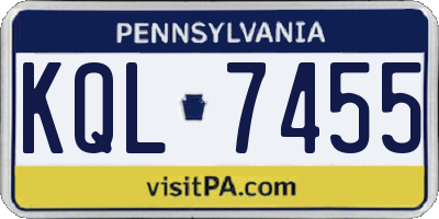 PA license plate KQL7455
