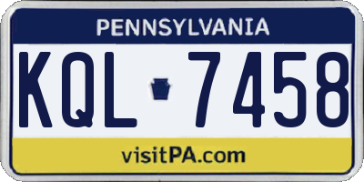 PA license plate KQL7458