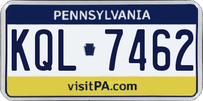 PA license plate KQL7462